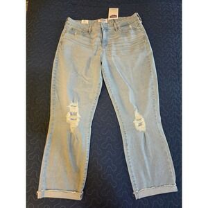 NWT DENIZEN Levi's Mid Rise Slim Boyfriend Jeans Distressed Light Wash 14 W32